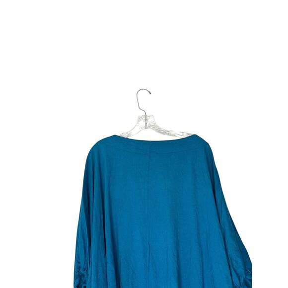 Bryn Walker Shirt‎ Blue Short Sleeve Cotton Lagenlook Relaxed Oversized Medium - Picture 8 of 10